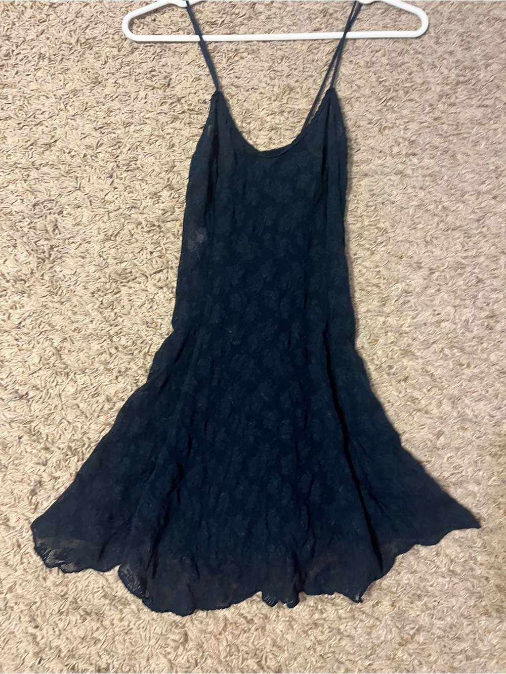 Black Lace Slip Dress with Spaghetti Straps